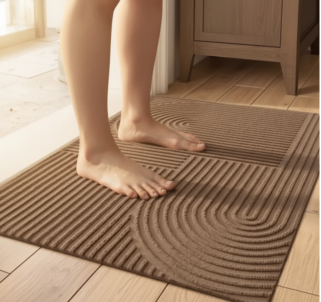 Dekorativer Eingangsteppich mit gebogener Fadenstruktur