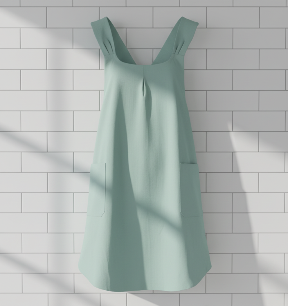 Schürzenkleid mit Kreuzrücken – Baumwoll-Polyester-Mischung mit Taschen