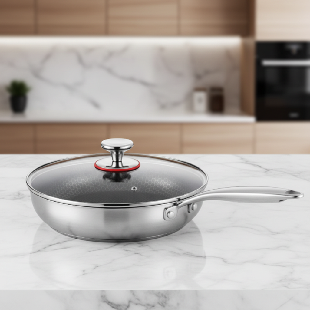 Edelstahl-Bratpfanne | Langlebige Titan-Antihaftpfanne