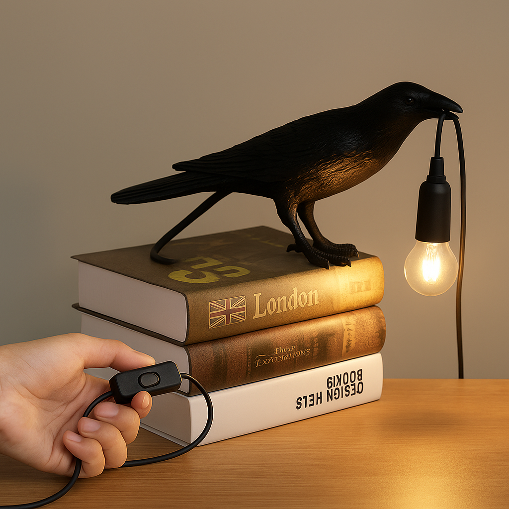 Schwarze Gothic-Halloween-Krähenlampe