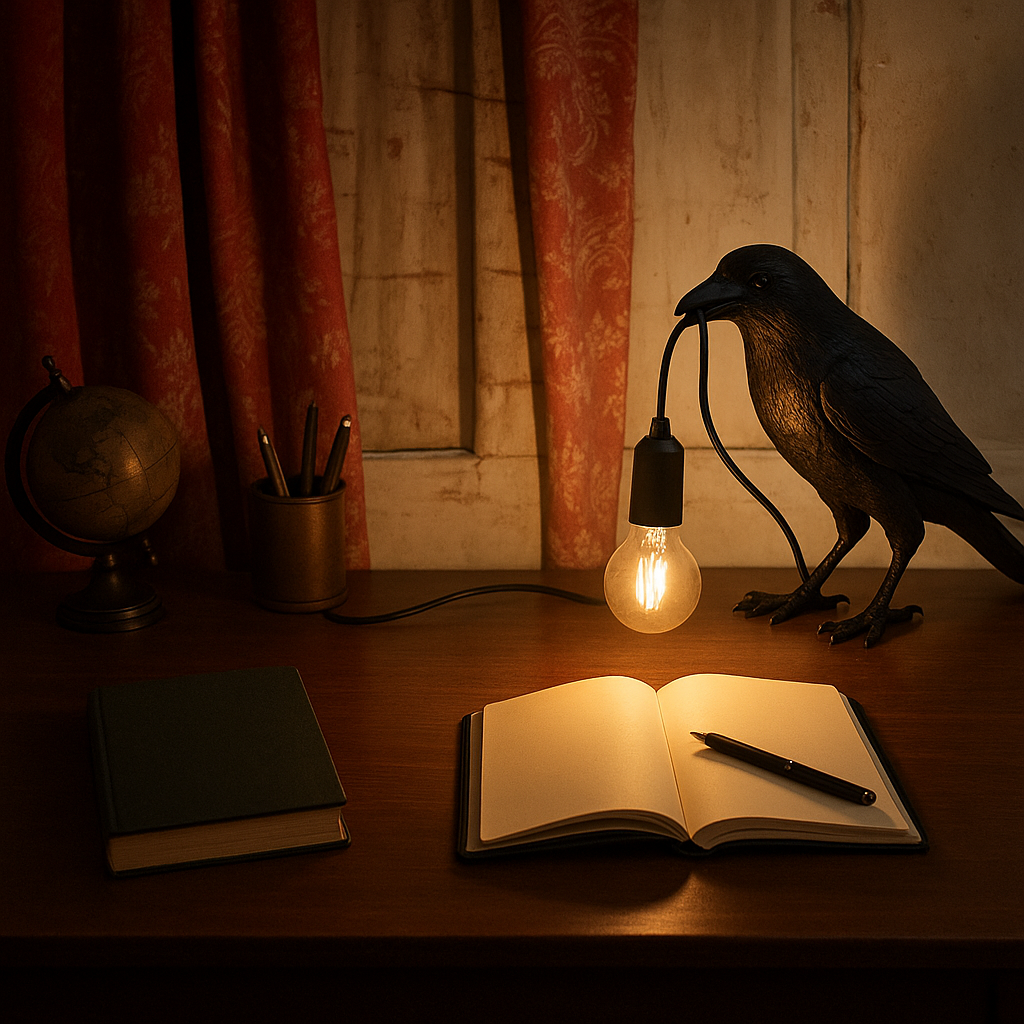 Schwarze Gothic-Halloween-Krähenlampe