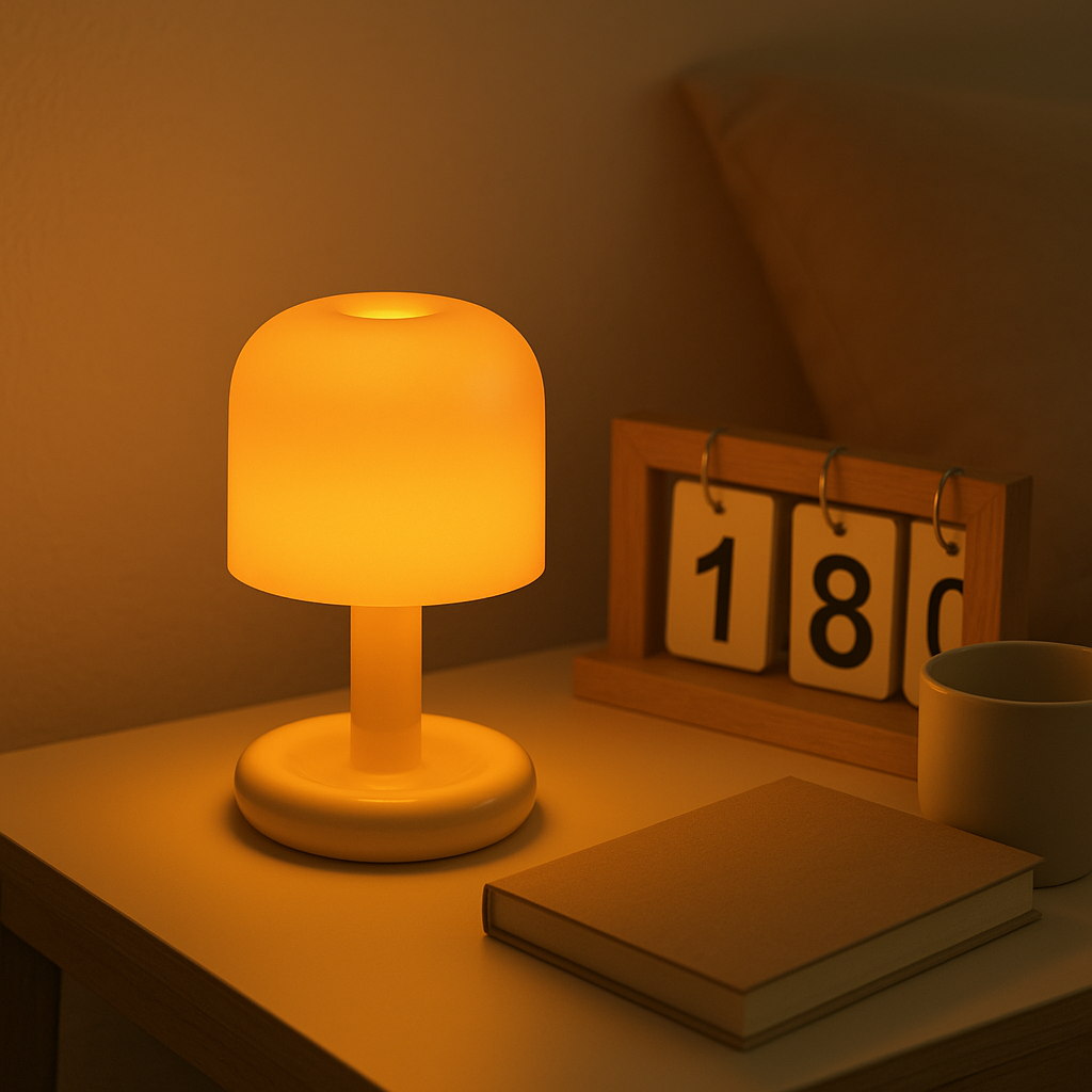 Mini-LED-Pilz-Tischlampe mit warmem Umgebungslicht