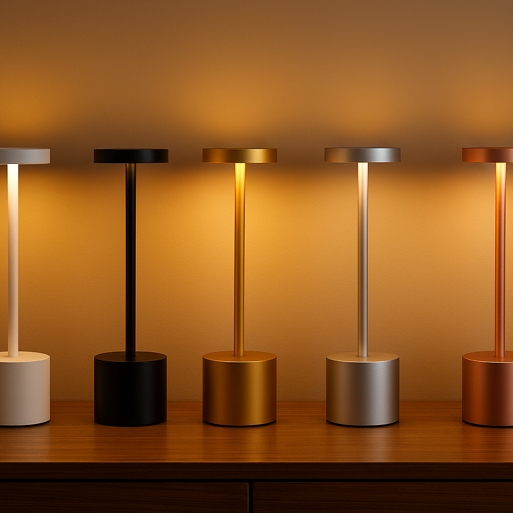 Moderne dimmbare LED-Tischlampe mit sanftem Glanzlicht