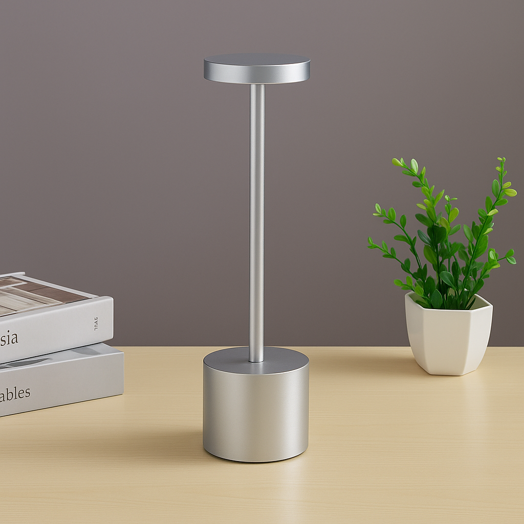 Moderne dimmbare LED-Tischlampe mit sanftem Glanzlicht