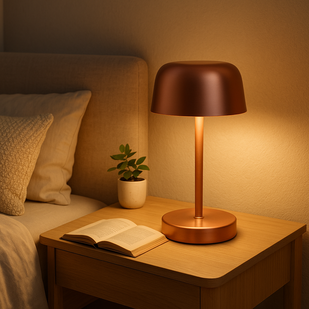 L-förmige LED-Pilz-Tischlampe mit weichem, warmem Licht