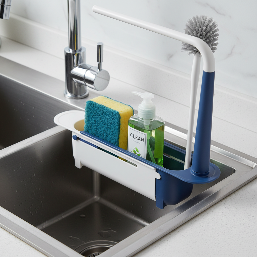 2-in-1 Ausziehbares Spülbecken-Ablauf-Rack