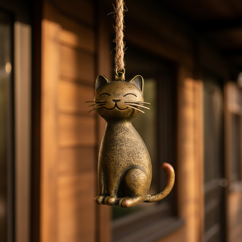 Handgefertigtes Kupfer Katzen-Windspiel