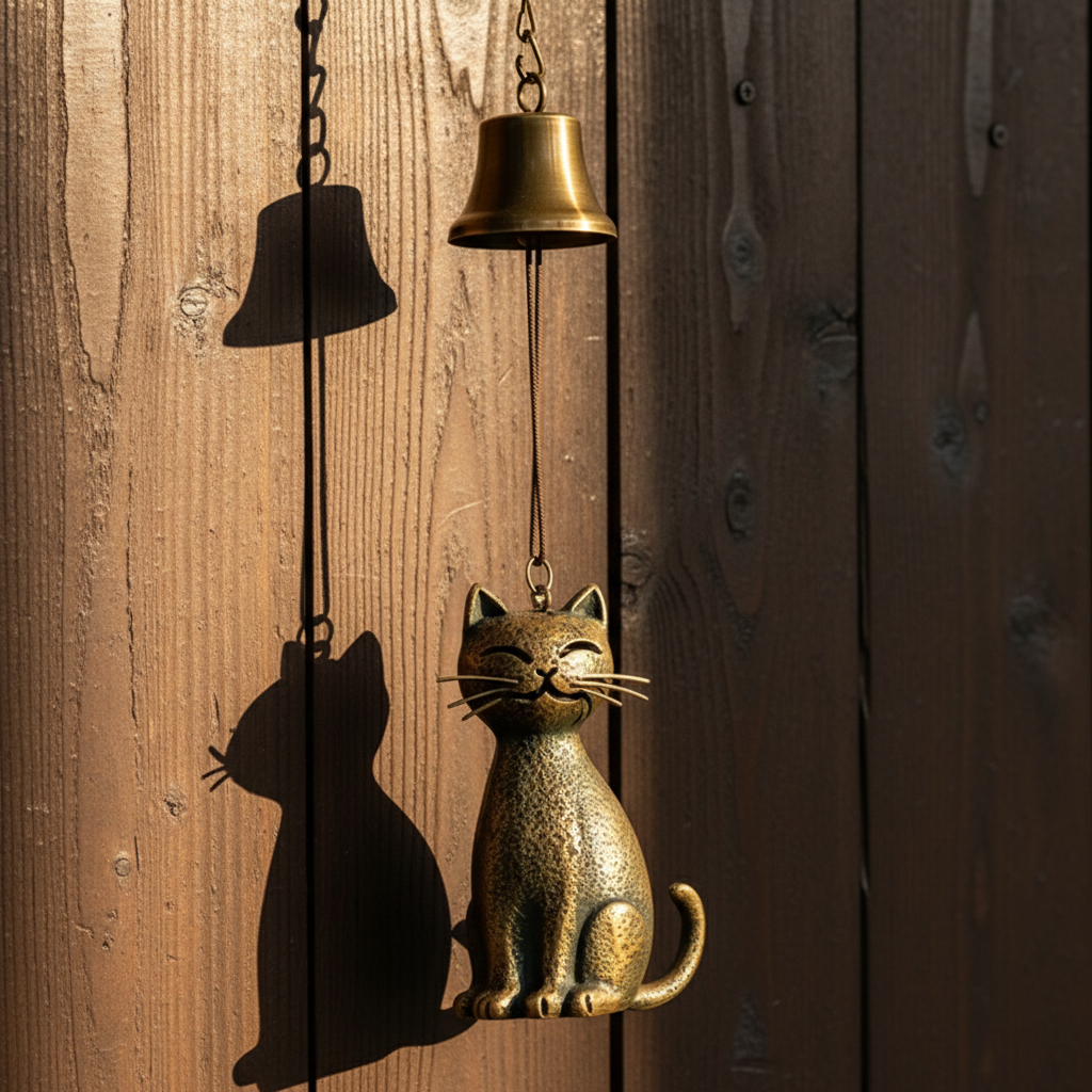 Handgefertigtes Kupfer Katzen-Windspiel