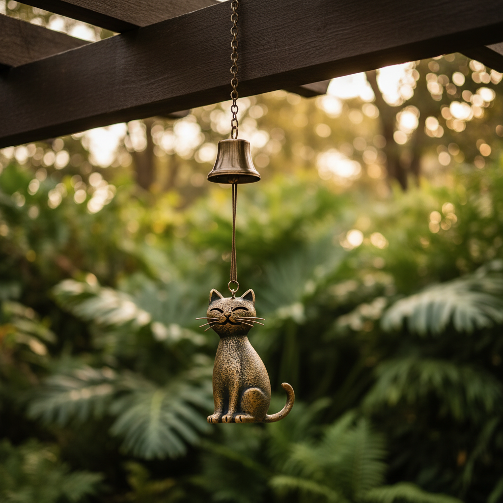 Handgefertigtes Kupfer Katzen-Windspiel