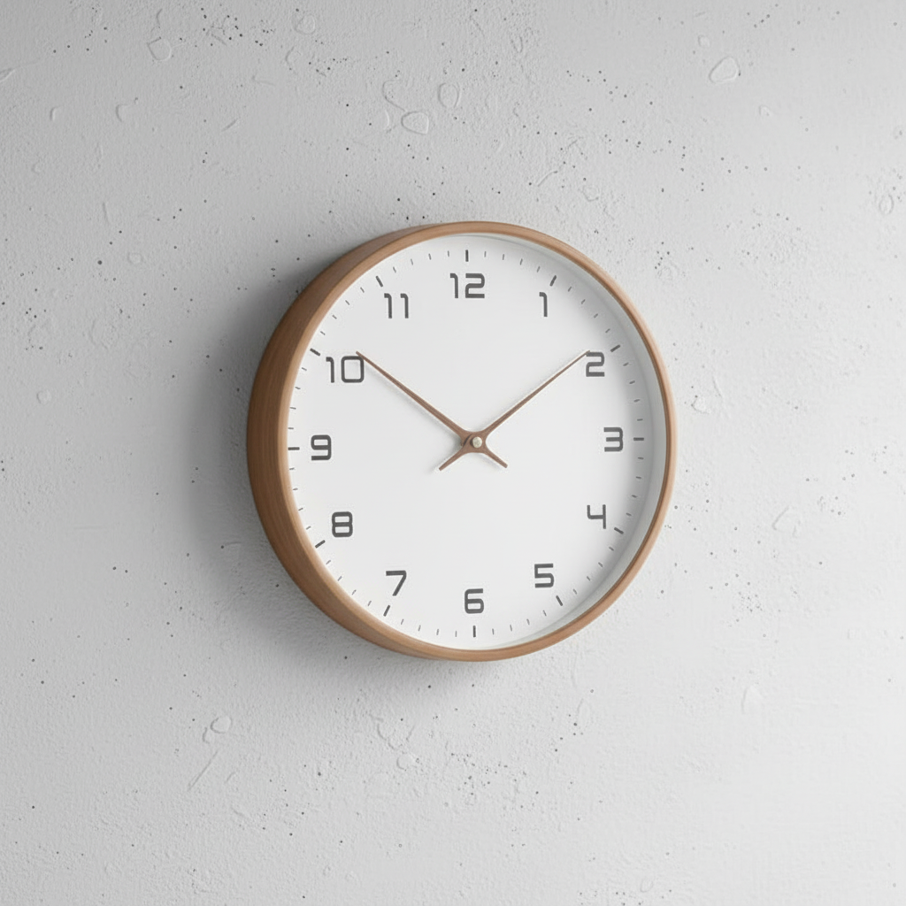 Skandinavische Minimalistische Wanduhr aus Holz