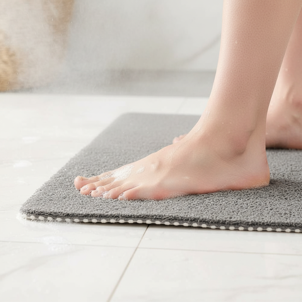 Rutschfeste Duschmatte mit weicher Luffa-Oberfläche und Drainage