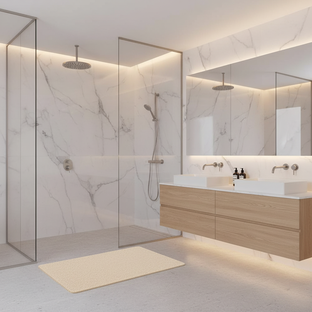 Rutschfeste Duschmatte mit weicher Luffa-Oberfläche und Drainage