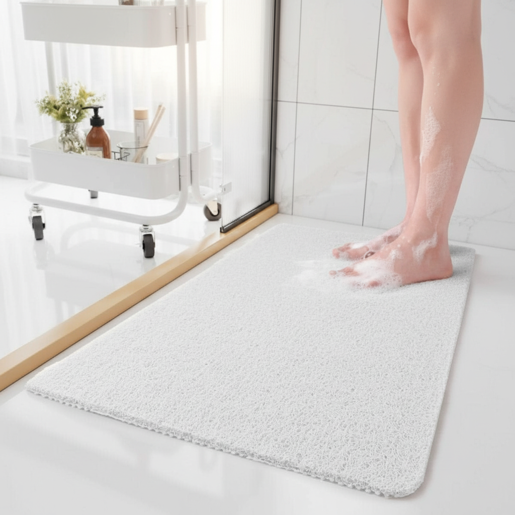 Rutschfeste Duschmatte mit weicher Luffa-Oberfläche und Drainage