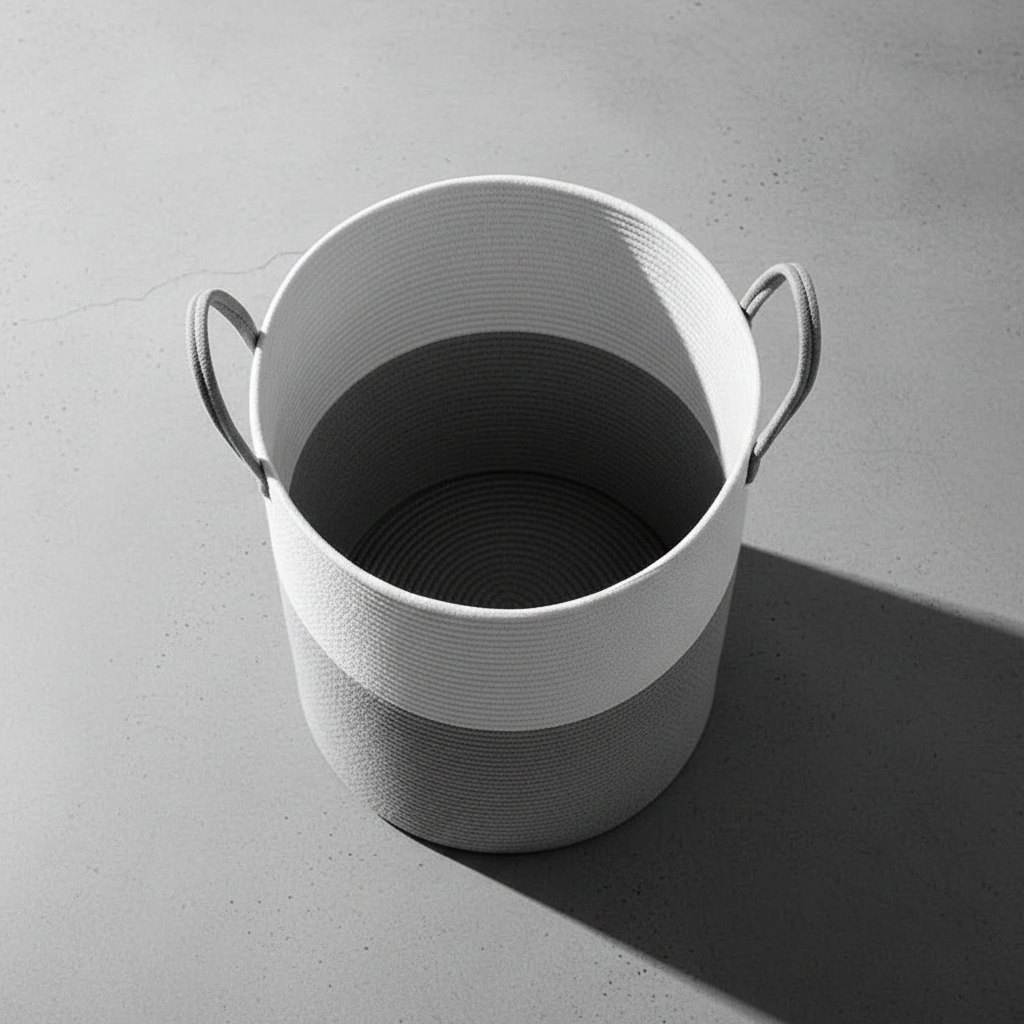 Robuster Wäschekorb aus geflochtenem Seil