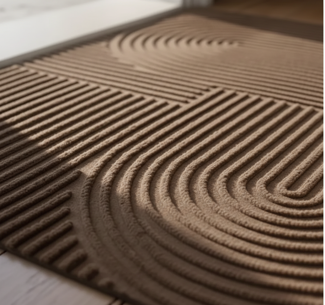 Dekorativer Eingangsteppich mit gebogener Fadenstruktur