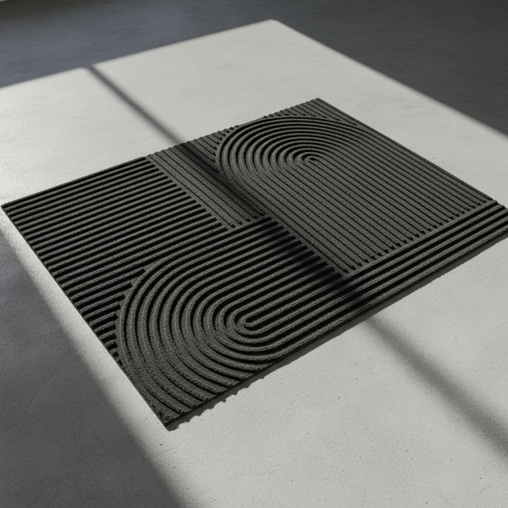 Dekorativer Eingangsteppich mit gebogener Fadenstruktur