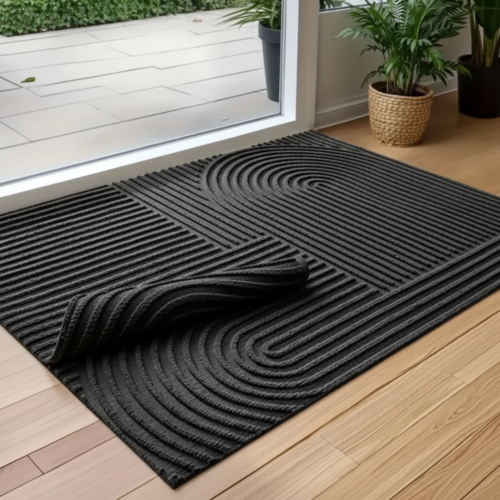 Dekorativer Eingangsteppich mit gebogener Fadenstruktur