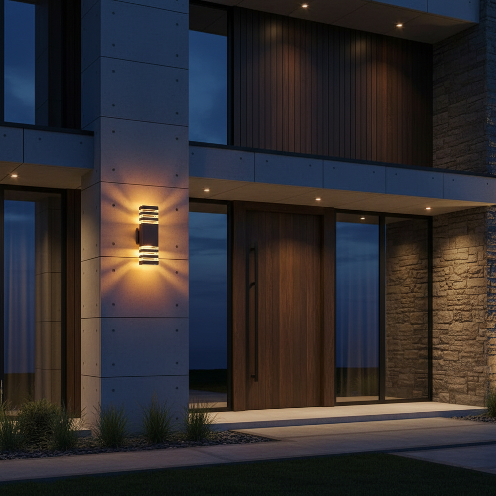 LED-Außenwandleuchte mit Up-&-Down-Effekt und E27-Fassung, IP65 wasserdicht