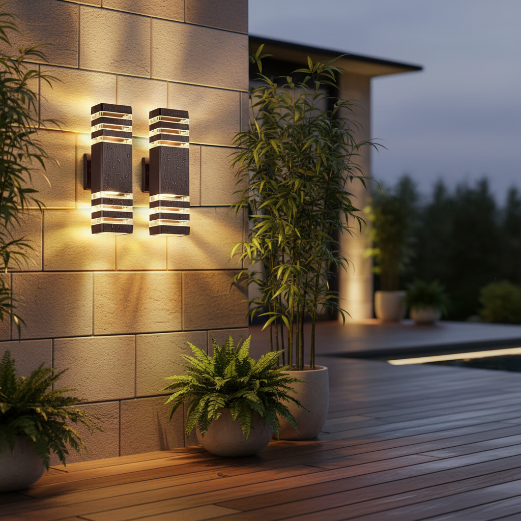 LED-Außenwandleuchte mit Up-&-Down-Effekt und E27-Fassung, IP65 wasserdicht