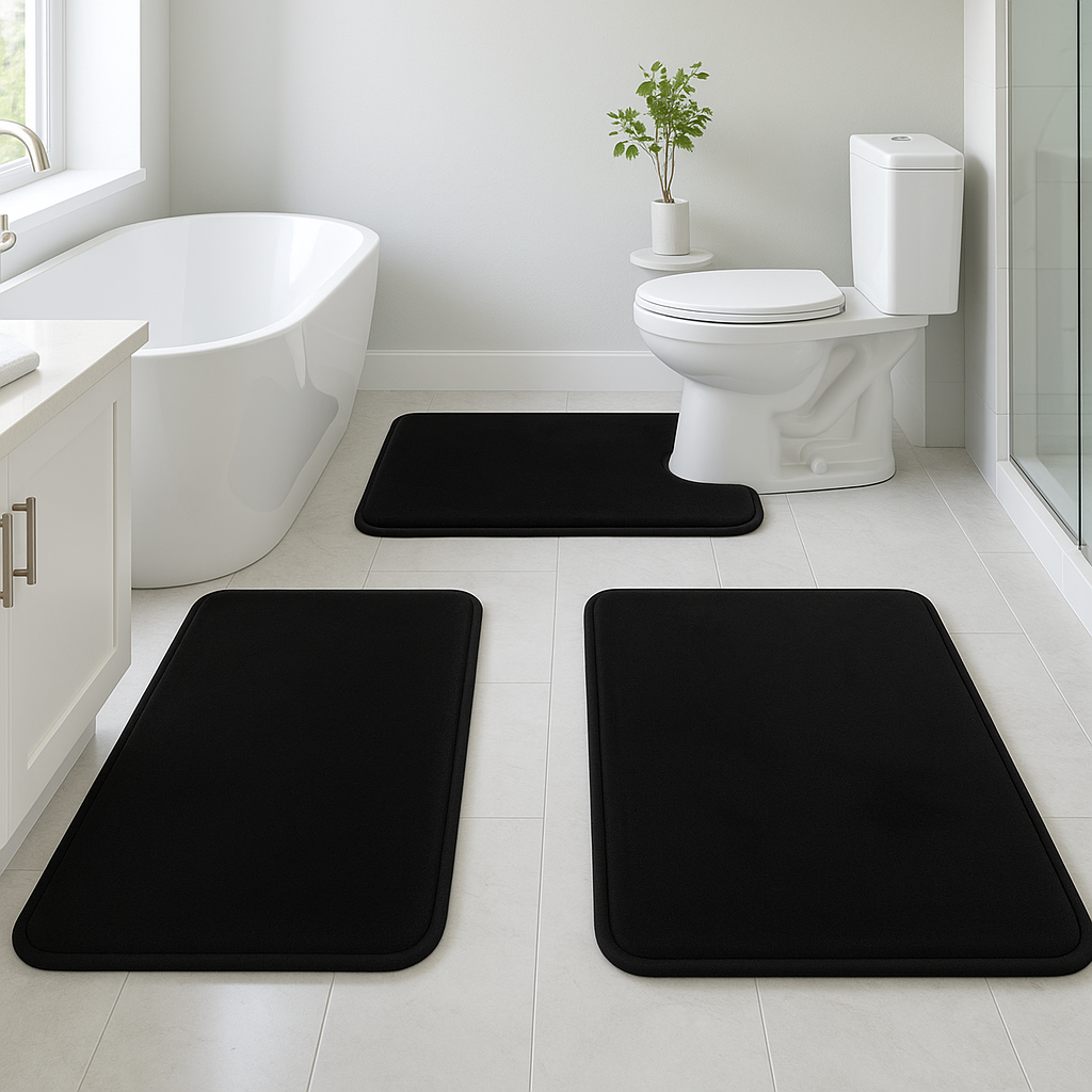 3-teiliges Samt-Memory-Schaum-Badematten-Set