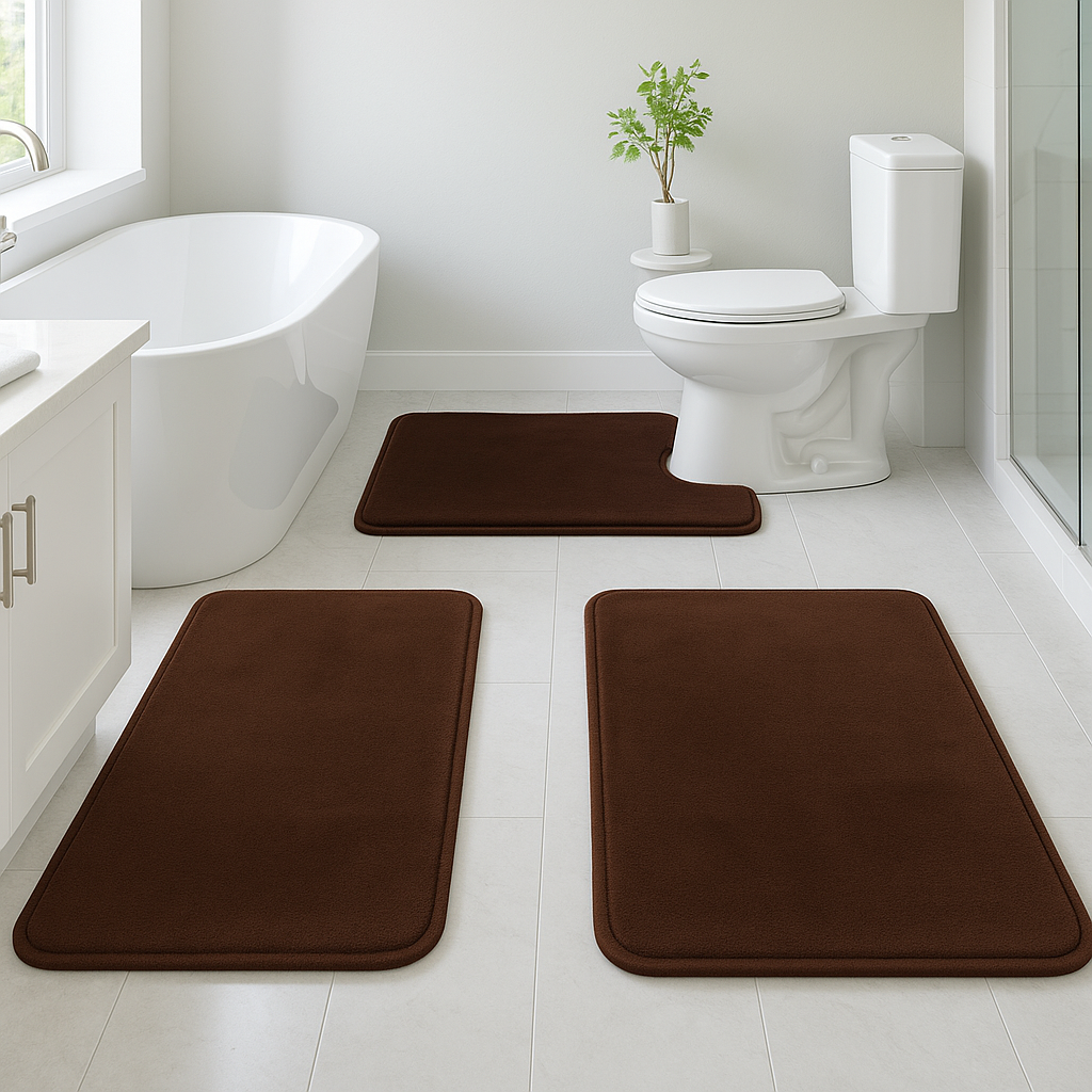 3-teiliges Samt-Memory-Schaum-Badematten-Set