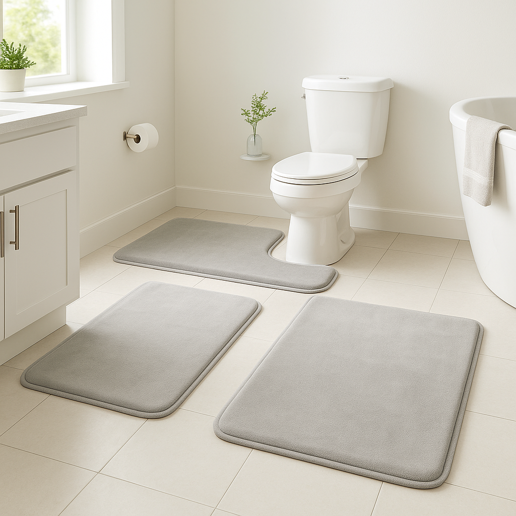 3-teiliges Samt-Memory-Schaum-Badematten-Set