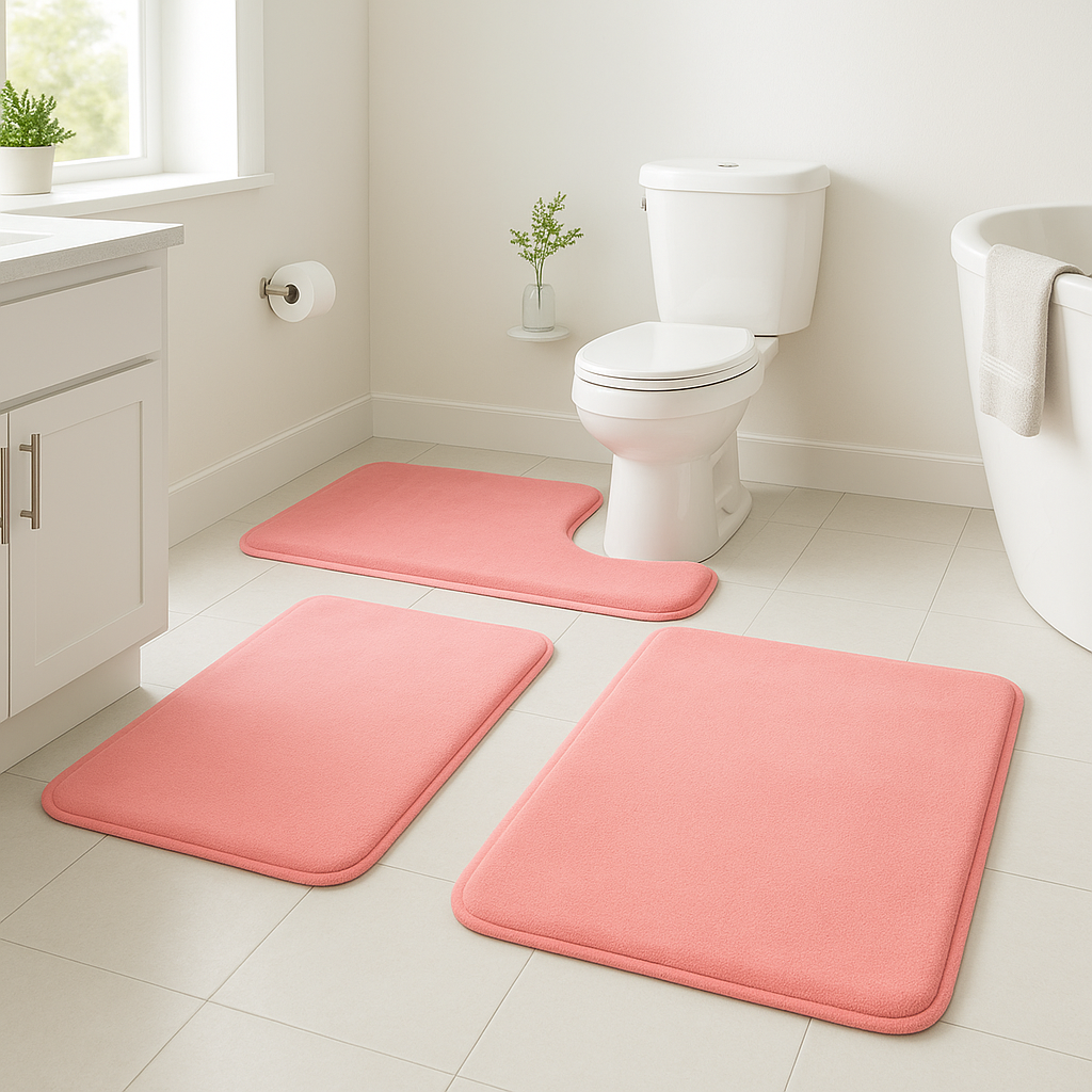 3-teiliges Samt-Memory-Schaum-Badematten-Set