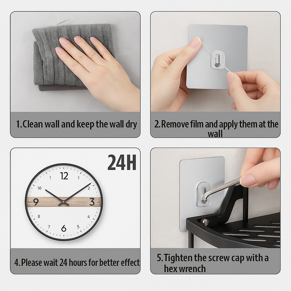 Wandmontiertes Duschregal aus Aluminium | Rostfreier Badezimmer-Organizer