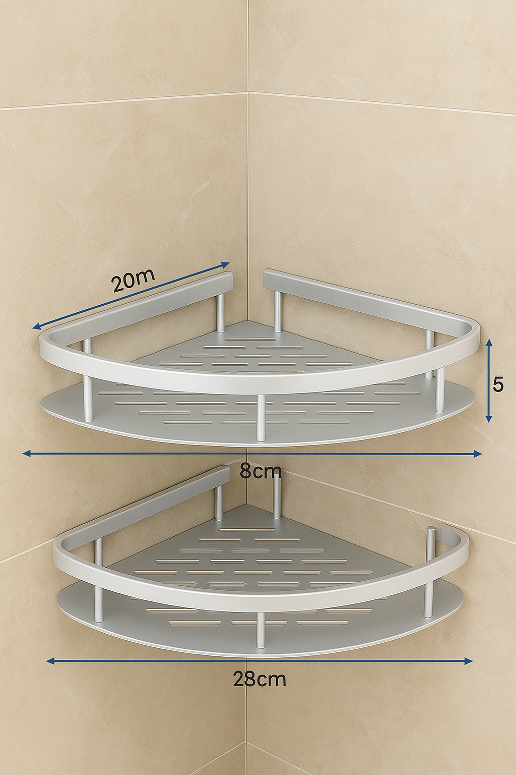 Wandmontiertes Duschregal aus Aluminium | Rostfreier Badezimmer-Organizer
