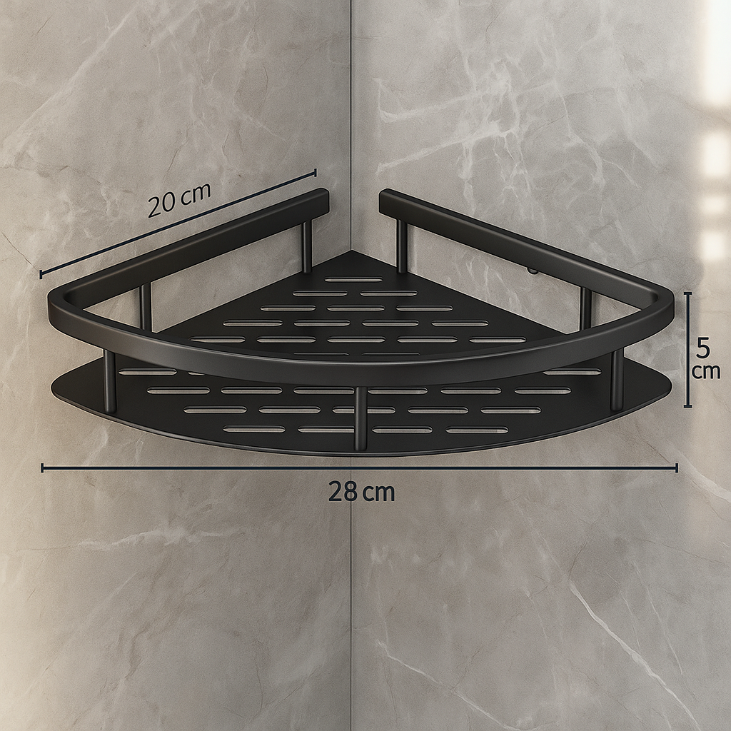 Wandmontiertes Duschregal aus Aluminium | Rostfreier Badezimmer-Organizer
