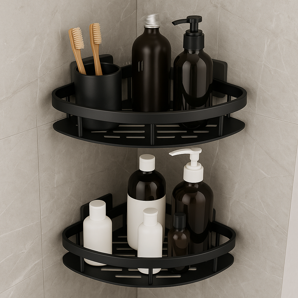 Wandmontiertes Duschregal aus Aluminium | Rostfreier Badezimmer-Organizer