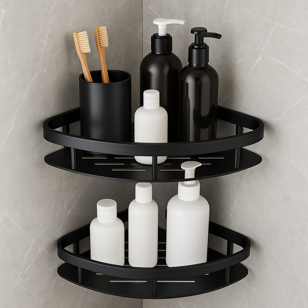 Wandmontiertes Duschregal aus Aluminium | Rostfreier Badezimmer-Organizer