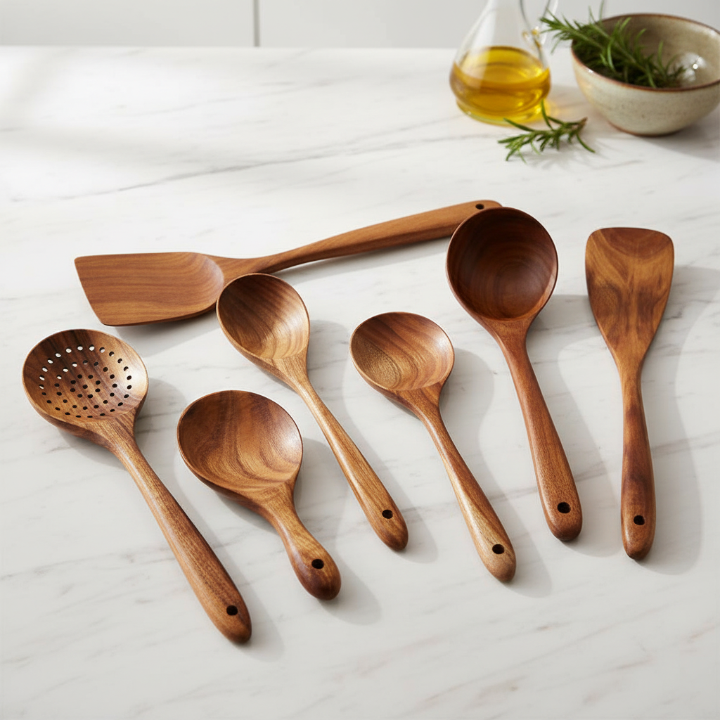 Teakholz-Küchenutensilien-Set (7-teilig)