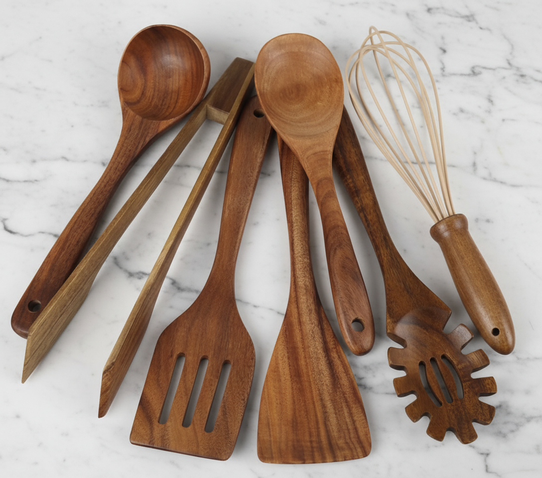 Premium 7-teiliges Kochutensilien-Set aus Holz