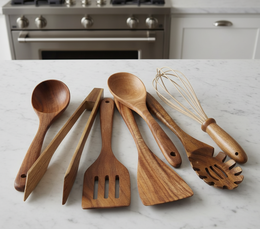 Premium 7-teiliges Kochutensilien-Set aus Holz