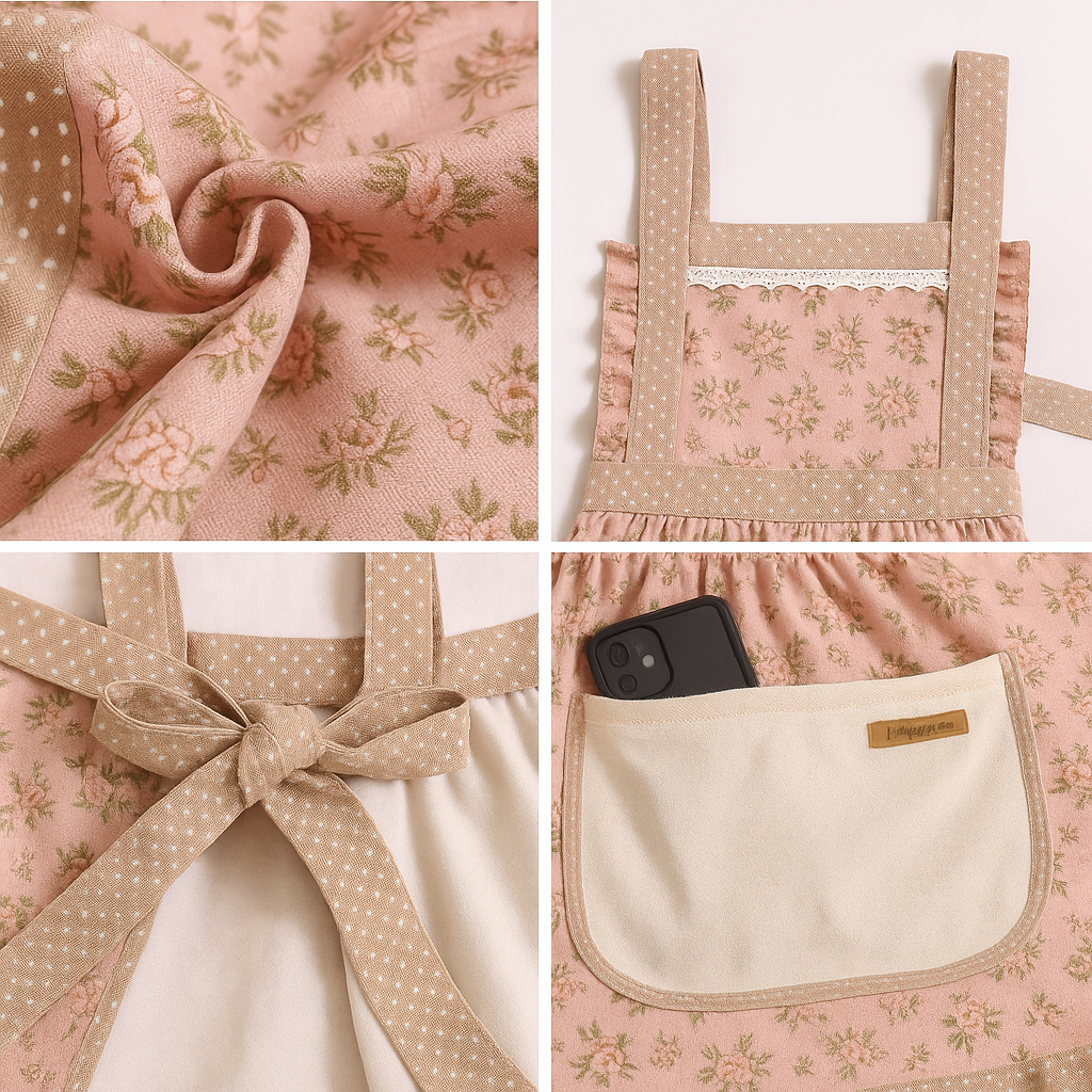 Wasserdichte Baumwoll-Küchenschürze mit Blumenmuster