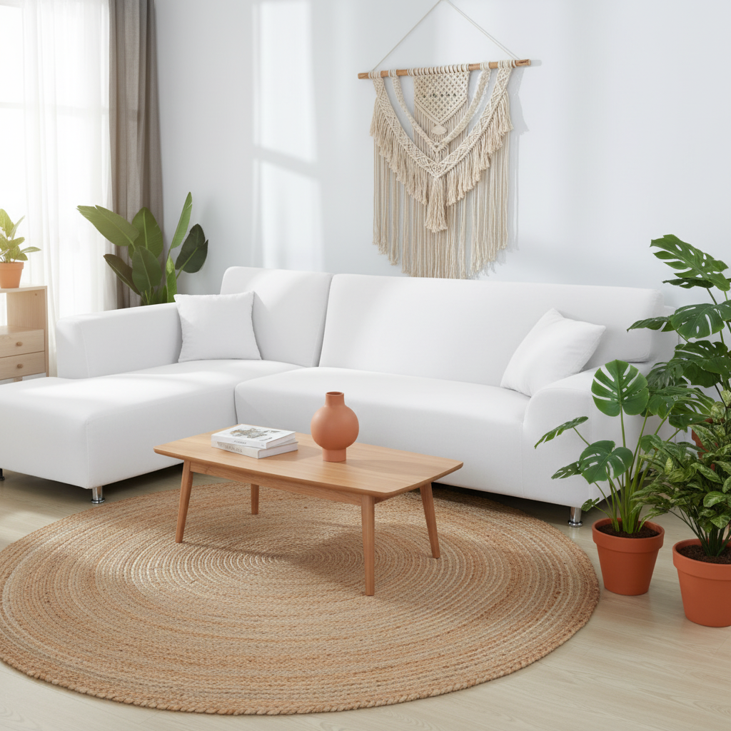 Sofaüberwurf aus samtigem Stretchstoff