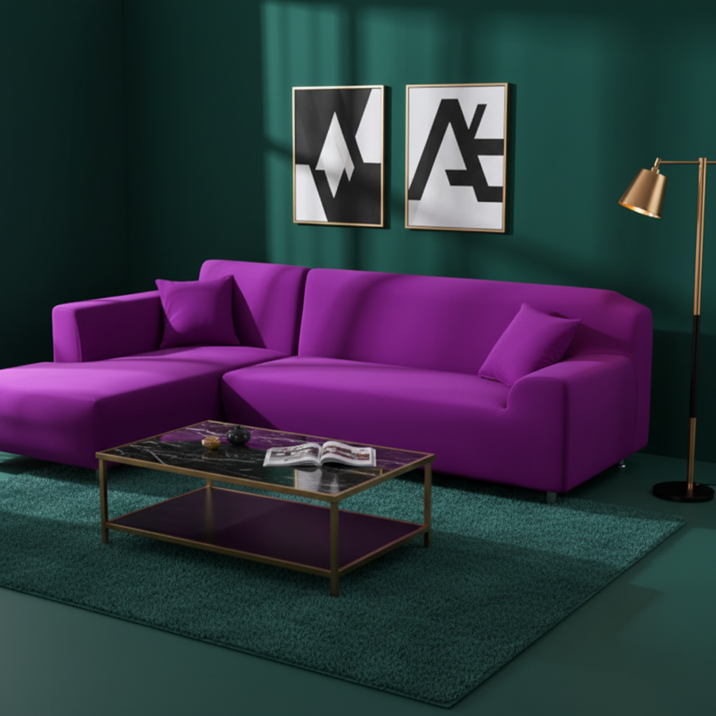 Sofaüberwurf aus samtigem Stretchstoff