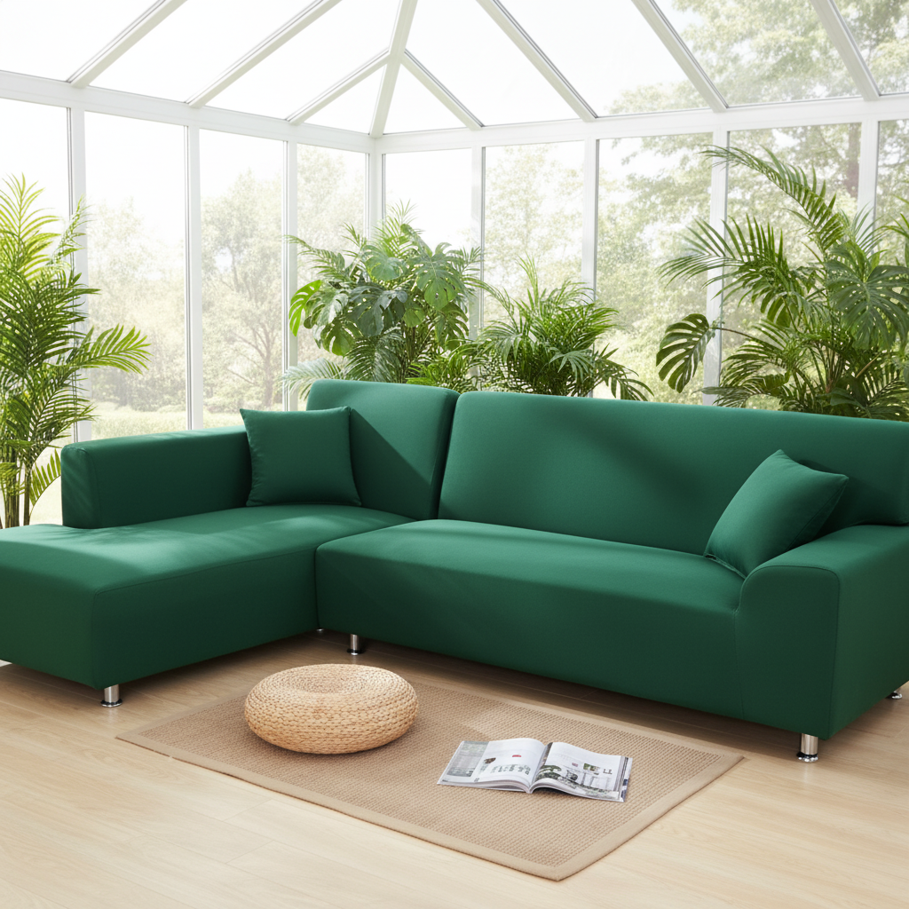 Sofaüberwurf aus samtigem Stretchstoff