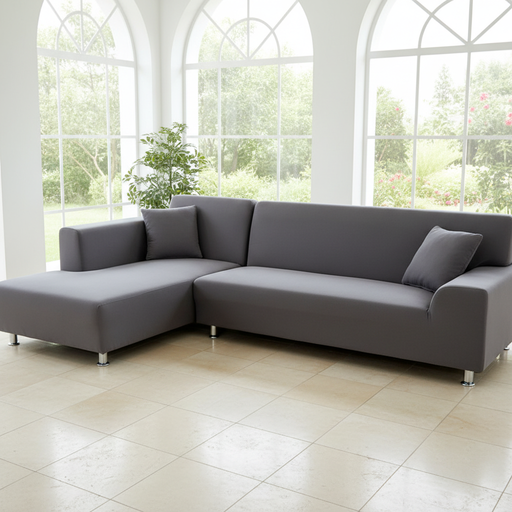 Sofaüberwurf aus samtigem Stretchstoff