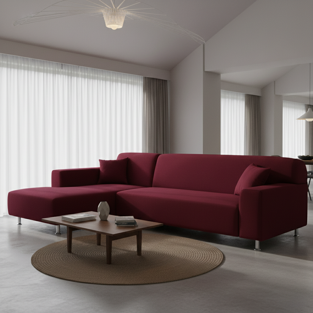 Sofaüberwurf aus samtigem Stretchstoff