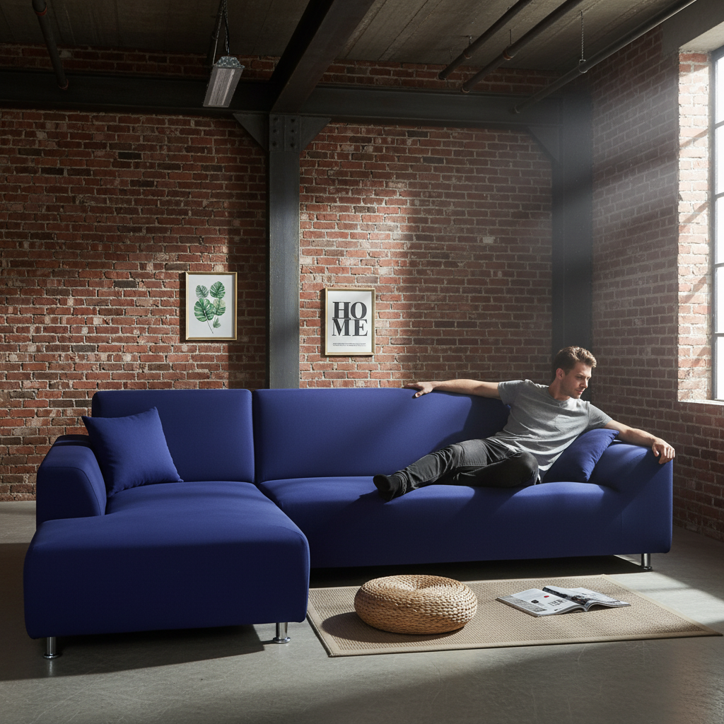 Sofaüberwurf aus samtigem Stretchstoff