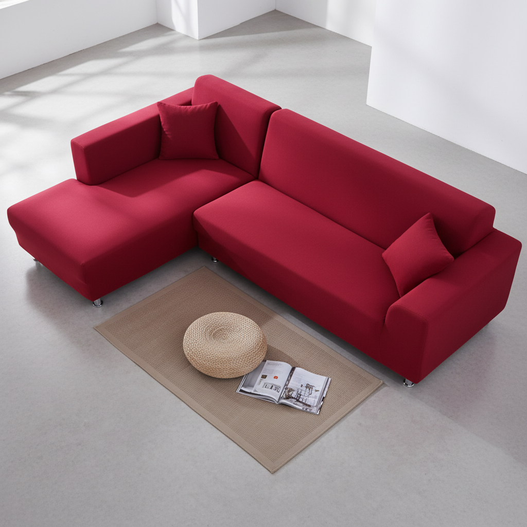 Sofaüberwurf aus samtigem Stretchstoff