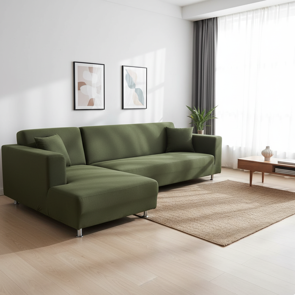 Sofaüberwurf aus samtigem Stretchstoff