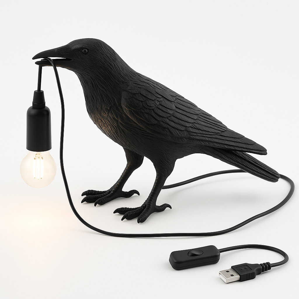 Schwarze Gothic-Halloween-Krähenlampe