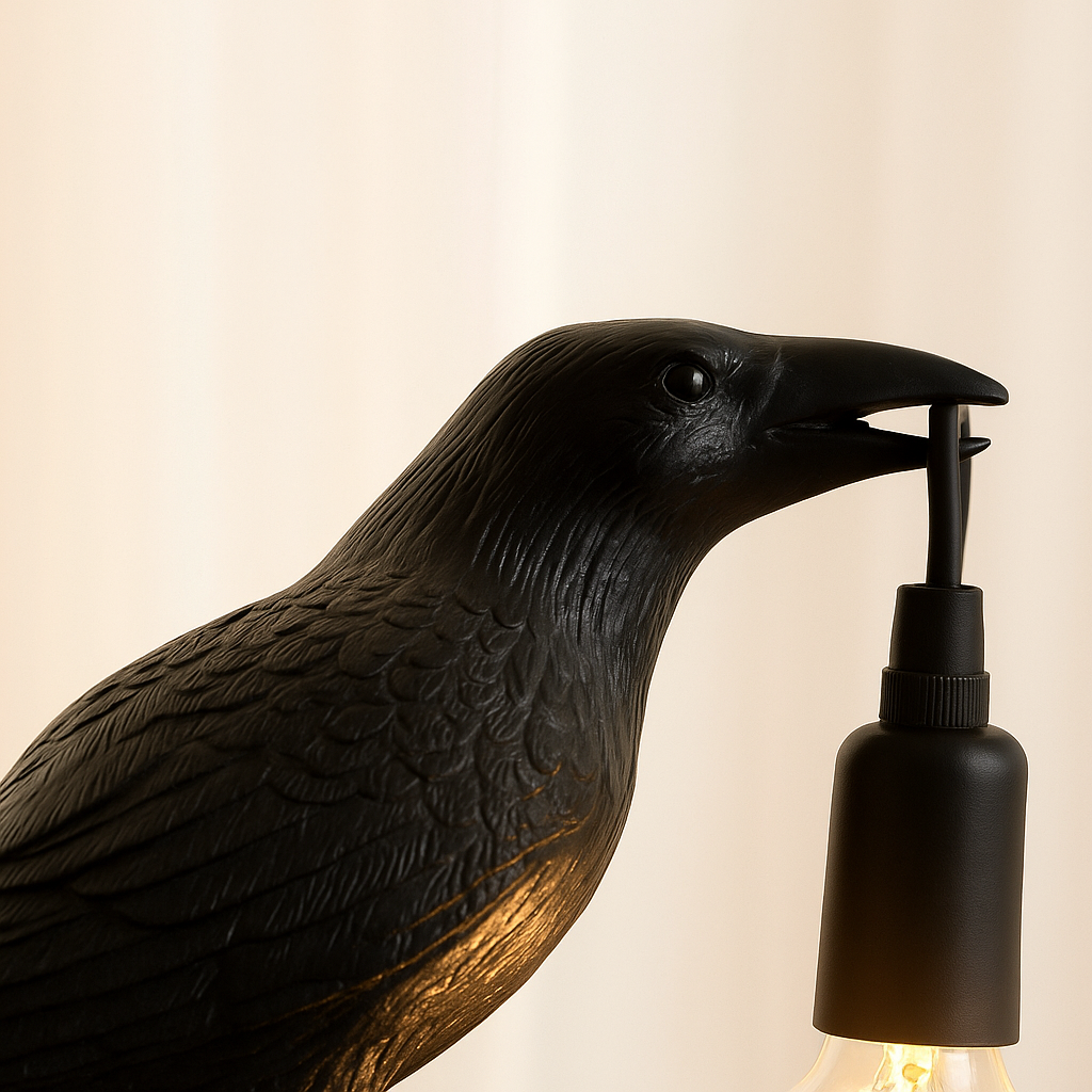 Schwarze Gothic-Halloween-Krähenlampe