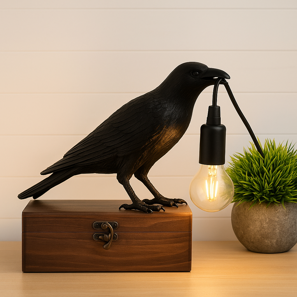 Schwarze Gothic-Halloween-Krähenlampe