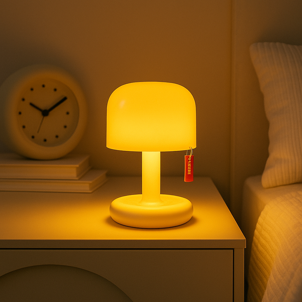 Mini-LED-Pilz-Tischlampe mit warmem Umgebungslicht