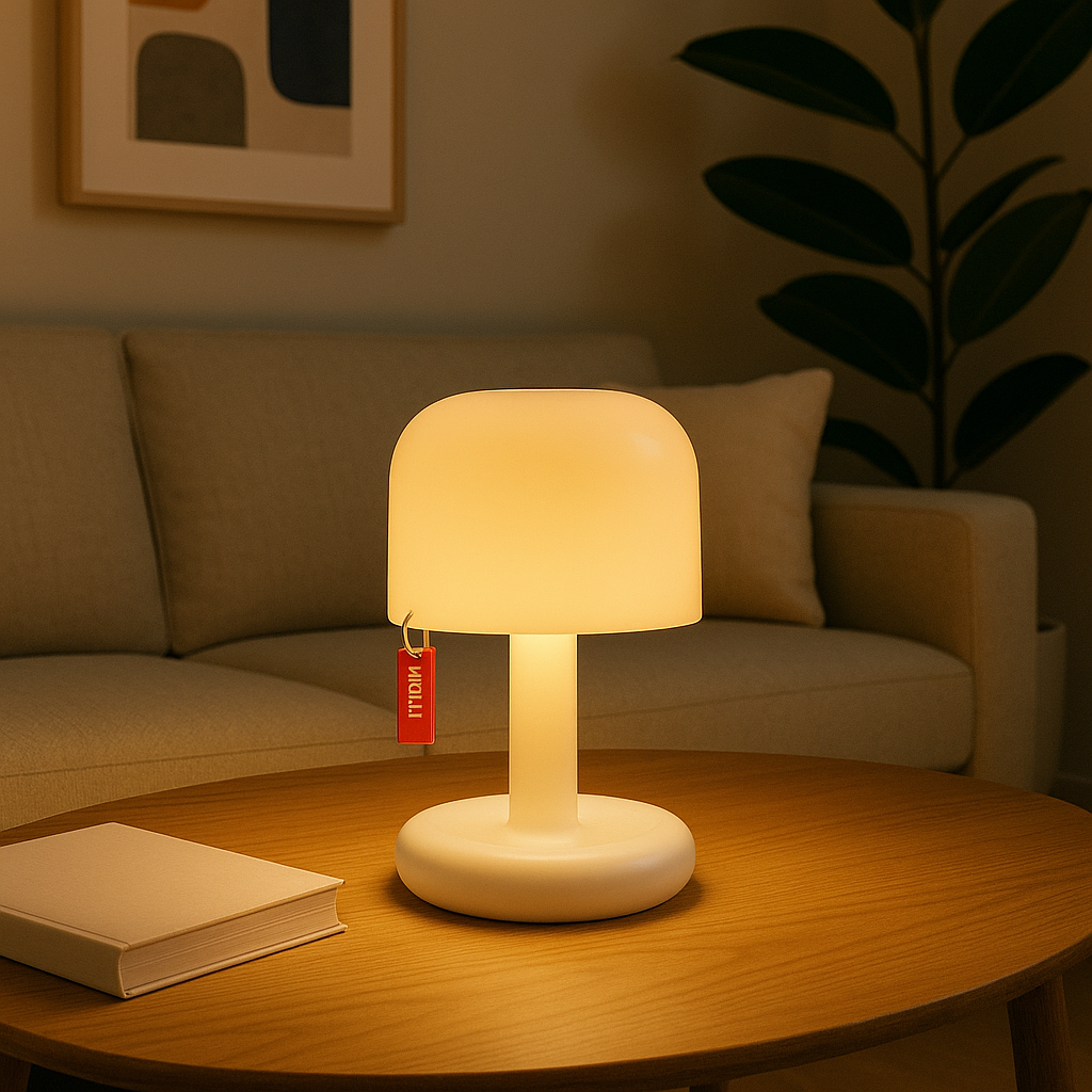 Mini-LED-Pilz-Tischlampe mit warmem Umgebungslicht