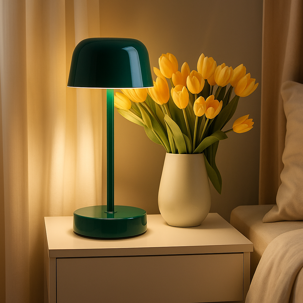 L-förmige LED-Pilz-Tischlampe mit weichem, warmem Licht